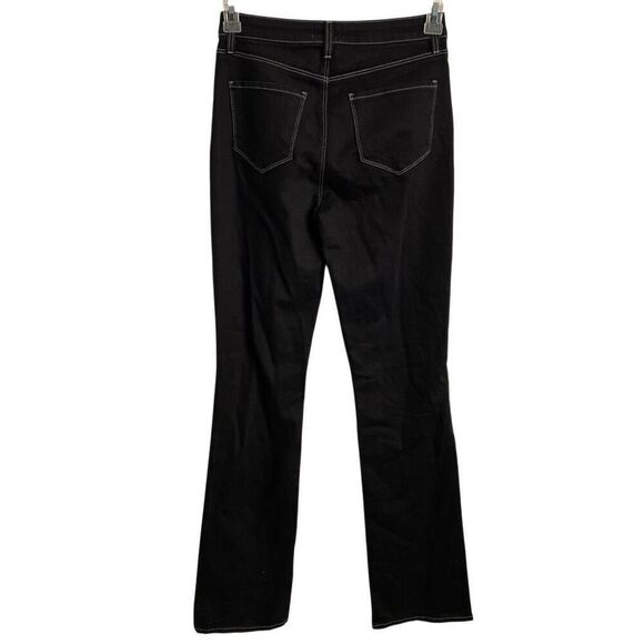 L'AGENCE Womens Lenora Seamed Flare Jeans 25 Black White Stitching Stretchy - Picture 2 of 5